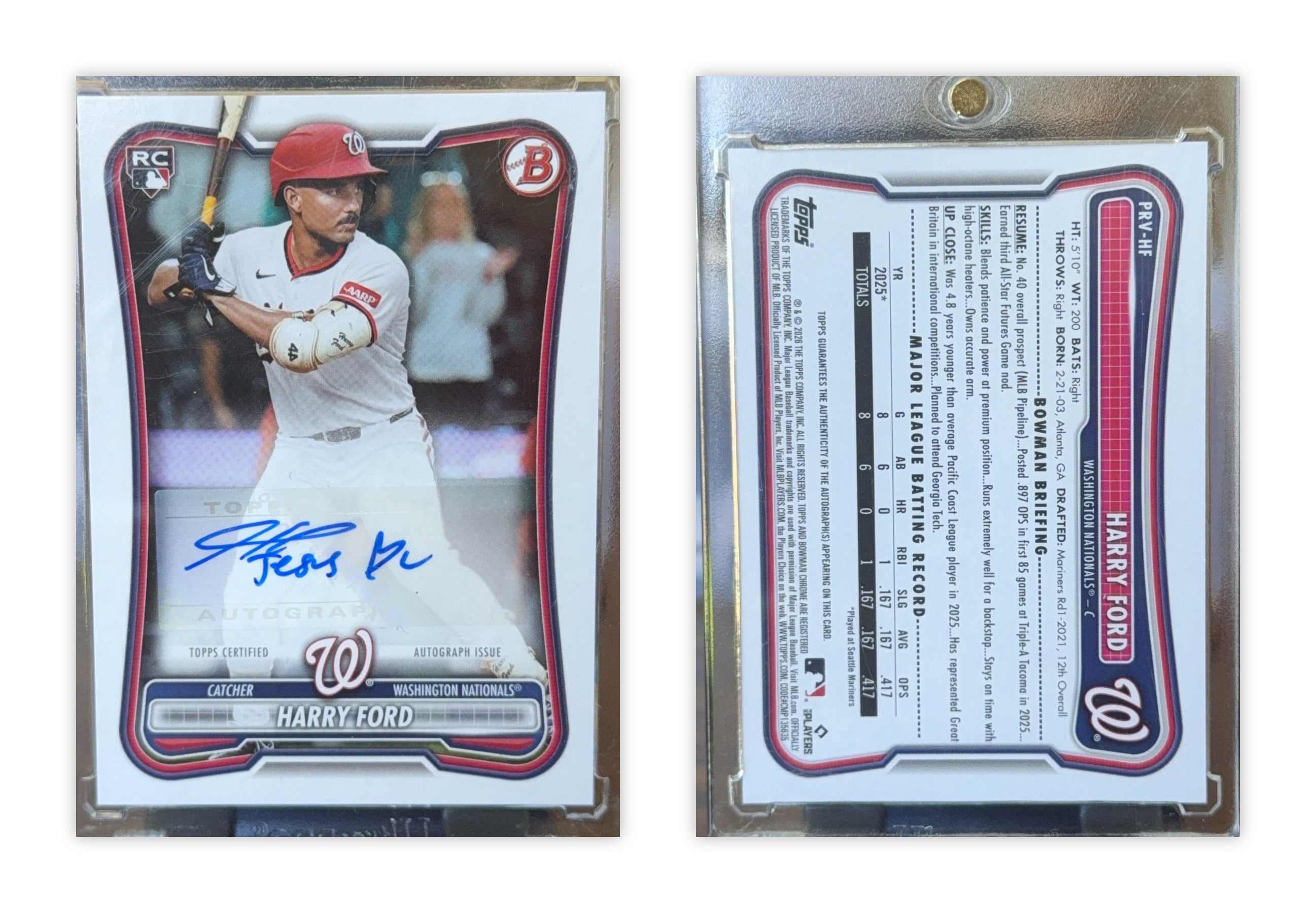 2025 Bowman Harry Ford Rookie Auto #PRV-HF