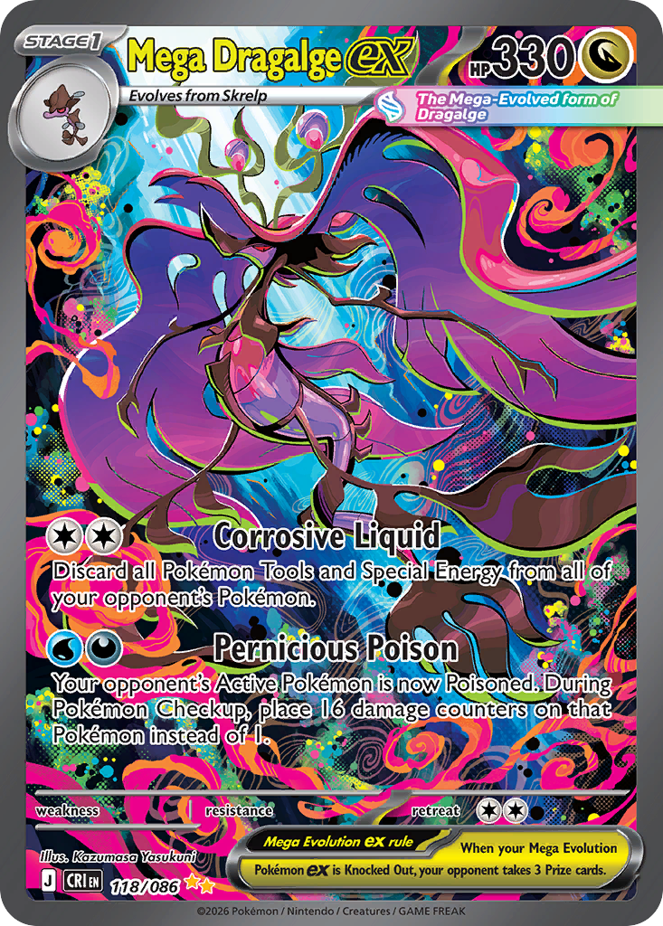 Mega Dragalge ex - 118/086 CRI - Pokémon TCG Card