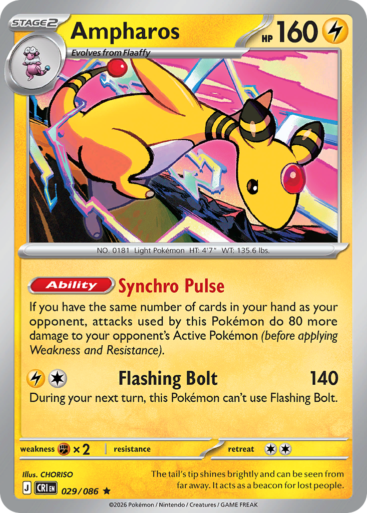 Ampharos - 029/086 CRI - Pokémon TCG Card