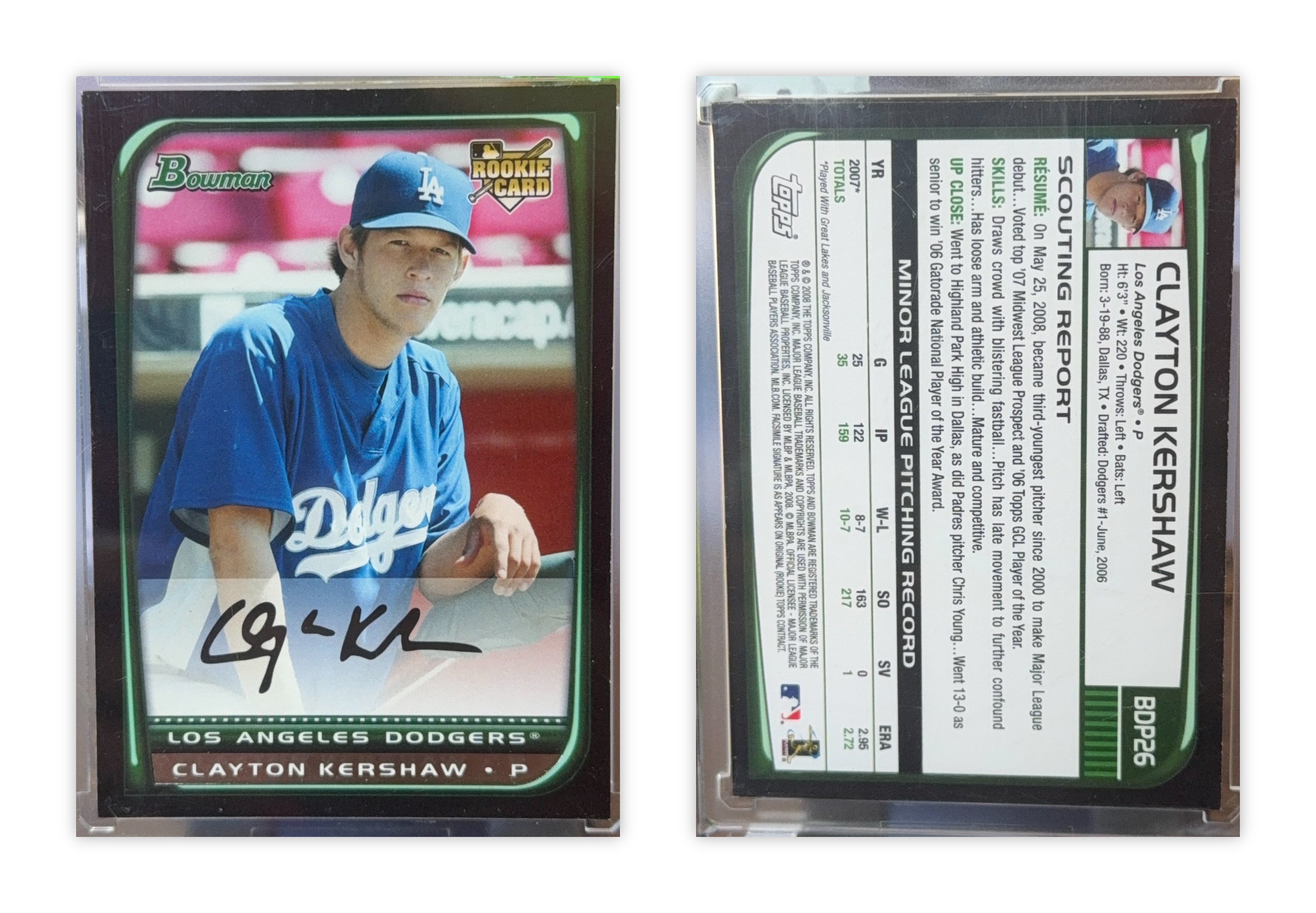 2008 Bowman Draft Clayton Kershaw Rookie Auto #BDP26